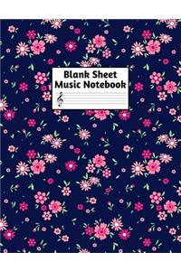 Blank Sheet Music Notebook: Easy Blank Staff Manuscript Book Large 8.5 X 11 Inches Musician Paper Wide 12 Staves Per Page for Piano, Flute, Violin, Guitar, Trumpet, Drums, Cell