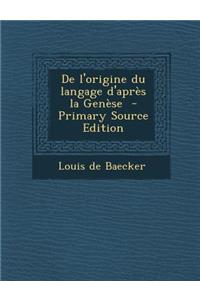 de L'Origine Du Langage D'Apres La Genese