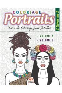 Coloriage Portraits - 2 livres en 1