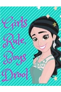 Girls Rule, Boys Drool: Wide Ruled Notebook - 8.5x11 - 100 Pages for Journaling, Creative Writing, Students, School, Teachers Composition Style