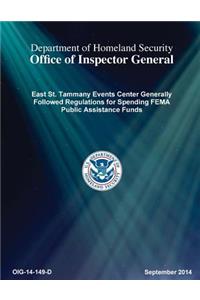 East St. Tammany Events Ctr Generally Followed Regs for Spending Fema Paf (Rpt)