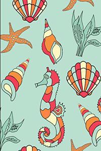Seahorse and Seashells Notebook Journal 150 Page College Ruled Pages 8.5 X 11