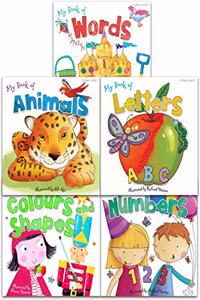 Miles Kelly My First Words and Number Collection 5 Books Set (My Book of Letters, My Book of Numbers, My Book of Animals, My Book of Words, My Book of Colours and Shapes)