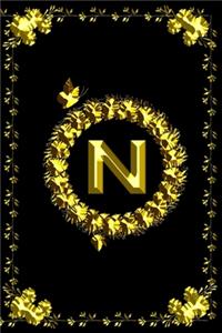 Pretty Golden Initial Monogram Letter N