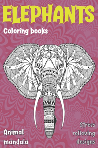 Coloring Books Animal Mandala - Stress Relieving Designs - Elephants
