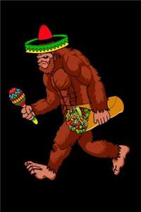 Funny bigfoot with burrito and maracas journal