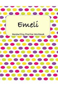 Emeli - Handwriting Practice Workbook: 8.5 x 11 Notebook with Dotted Lined Sheets - 100 Pages - Polka Dots