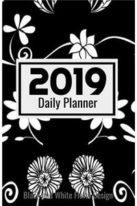 2019 Daily Planner Black and White Floral Design