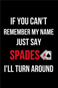 If You Can't Remember My Name Just Say Spades I'll Turn Around