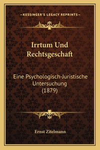 Irrtum Und Rechtsgeschaft