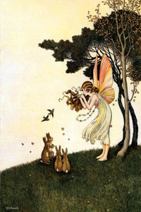 Fairy Playing Pipes to Animals Blank Greeting Card