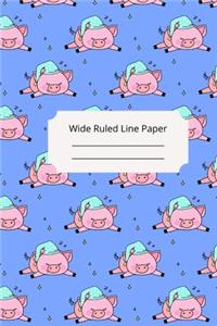 Cute Sleep Pig Theme Wide Ruled Line Paper