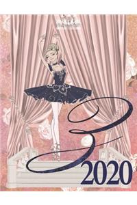 2020 Weekly Planner - Ballerina Princess Monogram Initial Letter 