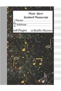 Music Sheet Standard Manuscript 108 Pages 12 Staffs Staves
