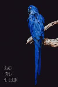 Blue Tropical Bird Black Paper Notebook