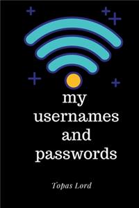 My Usernames And Passwords Book