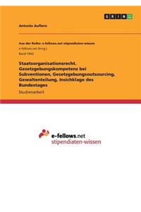 Staatsorganisationsrecht. Gesetzgebungskompetenz bei Subventionen, Gesetzgebungsoutsourcing, Gewaltenteilung, Insichklage des Bundestages