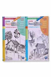 Navneet Learn Pencil Shading Landscape and Objects 1 and 2 â€“ For Elementary Art Prep â€“ How to draw Landscapes - Pack of 2 Books