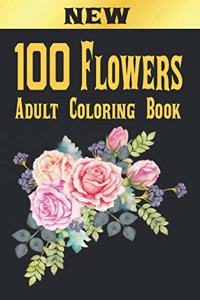 100 Flowers Adult Coloring Book