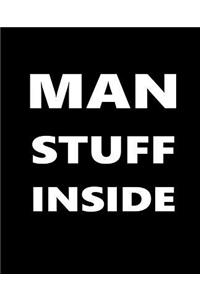 Man Stuff Inside School Composition Book White Font On Black Design