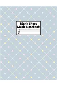 Blank Sheet Music Notebook: Easy Blank Staff Manuscript Book Large 8.5 X 11 Inches Musician Paper Wide 12 Staves Per Page for Piano, Flute, Violin, Guitar, Trumpet, Drums, Cell