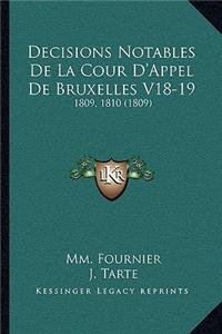 Decisions Notables De La Cour D'Appel De Bruxelles V18-19