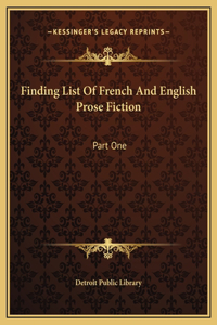Finding List Of French And English Prose Fiction