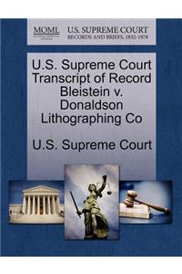 U.S. Supreme Court Transcript of Record Bleistein V. Donaldson Lithographing Co