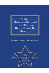 British Universities and the War