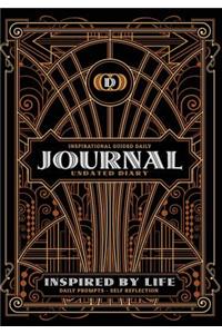 Inspirational Guided Daily Journal Undated Diary: Ideal journal to beat the blank page, 7"x10" notebook with gold Art Deco cover, 202 pages, undated daily prompts and space for images, drawings, doo