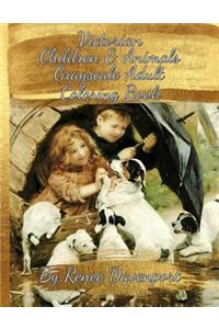 Victorian Children & Animals Grayscale Adult Coloring Book