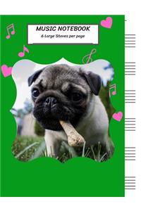 Music Notebook 6 Large Staves Per Page