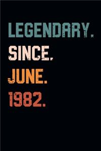 Blank Lined Journal, Notebook, Diary, Planner - Legendary Since June 1982 - 37th Birthday Gift For 37 Years Old Men and Women born in June