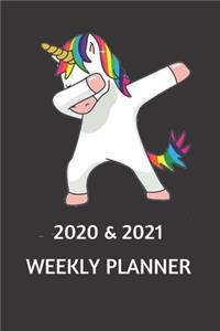 2020 & 2021 Weekly Planner - Two Year Appointment Book With Dabbing Unicorn - Agenda Notebook for New Year Planning