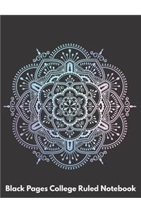 Black Pages College Ruled Notebook