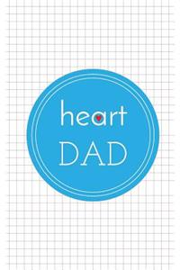 heart DAD: Graph Paper Book with anatomical heart on back cover, 5 in x 8 in, 50 sheets / 100 pages