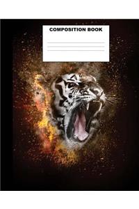 Tiger Composition Book: Tiger Composition Notebook. 132 Pages Wide Ruled 7.5x9.25