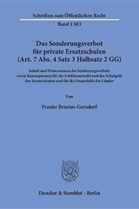 Das Sonderungsverbot Fur Private Ersatzschulen (Art. 7 Abs. 4 Satz 3 Halbsatz 2 Gg): Inhalt Und Dimensionen Des Sonderungsverbots Sowie Konsequenzen Fur Die Schulerauswahl Und Das Schulgeld Der Ersatzschulen Und Fur Die Finanzhilfe D