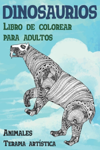 Libro de colorear para adultos - Terapia artística - Animales - Dinosaurios