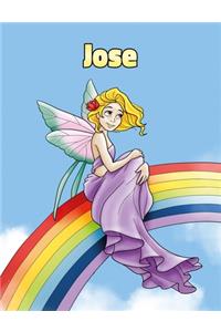 Jose: Personalized Composition Notebook - Wide Ruled (Lined) Journal. Rainbow Fairy Cartoon Cover. For Grade Students, Elementary, Primary, Middle School,