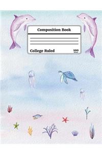 Watercolor Under the Sea Composition Book