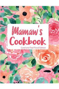 Mamaw's Cookbook Coral and Teal Floral Edition