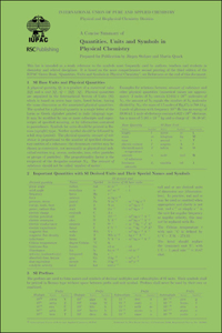 Concise Summary of Quantities, Units and Symbols in Physical Chemistry