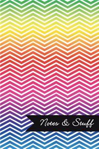 Notes & Stuff - Lined Notebook with Bright Colors Chevron Pattern Cover