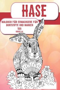 Malbuch für Erwachsene für Buntstifte und Marker - Grosse A4 - Tier - Hase
