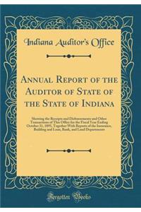 Annual Report of the Auditor of State of the State of Indiana: Showing the Receipts and Disbursements and Other Transactions of This Office for the Fiscal Year Ending October 31, 1895, Together with Reports of the Insurance, Building and Loan, Bank