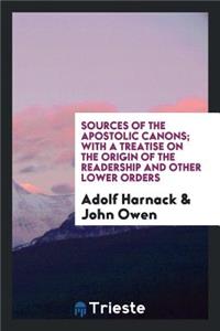Sources of the Apostolic Canons