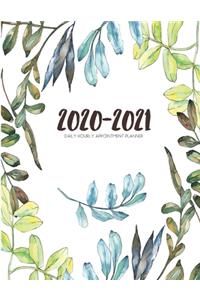 Daily Planner 2020-2021 Watercolor Leaves 15 Months Gratitude Hourly Appointment Calendar