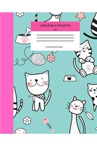 Wide Ruled Notebook Cat Composition Book