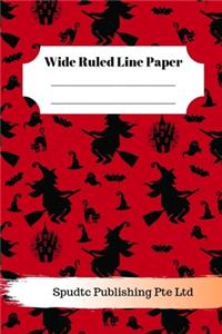 Scary Witch Theme Wide Ruled Line Paper